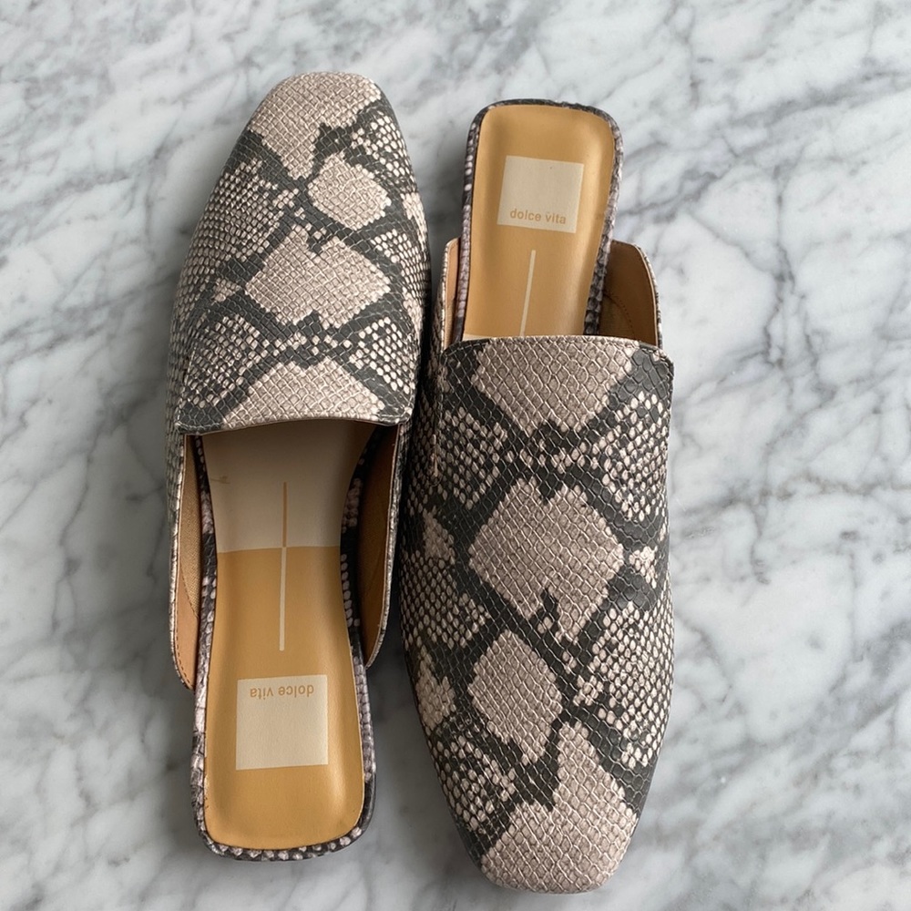 Dolce Vita Snake Print Mules